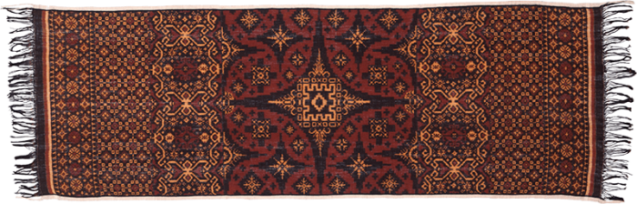 Brown and rust double ikat cloth; Bali.