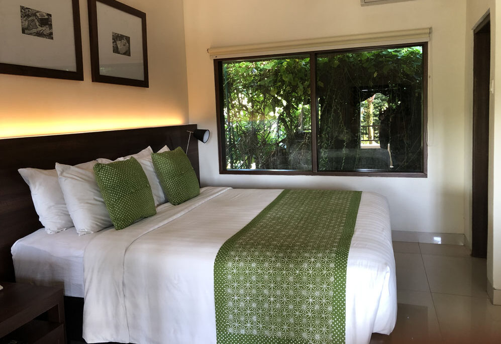 Comfortable bedroom in Seminyak, Bali, hotel.