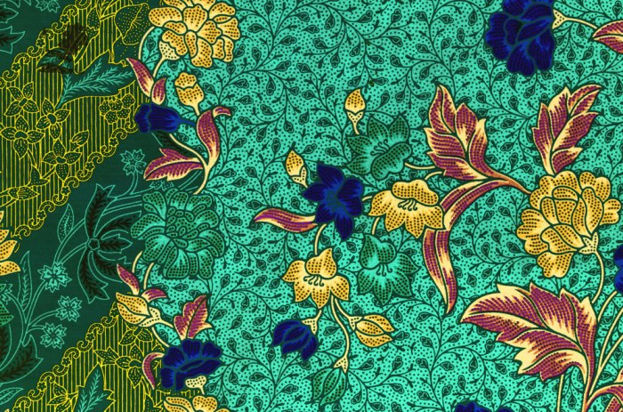Blue-green cotton printed cloth in Bali.