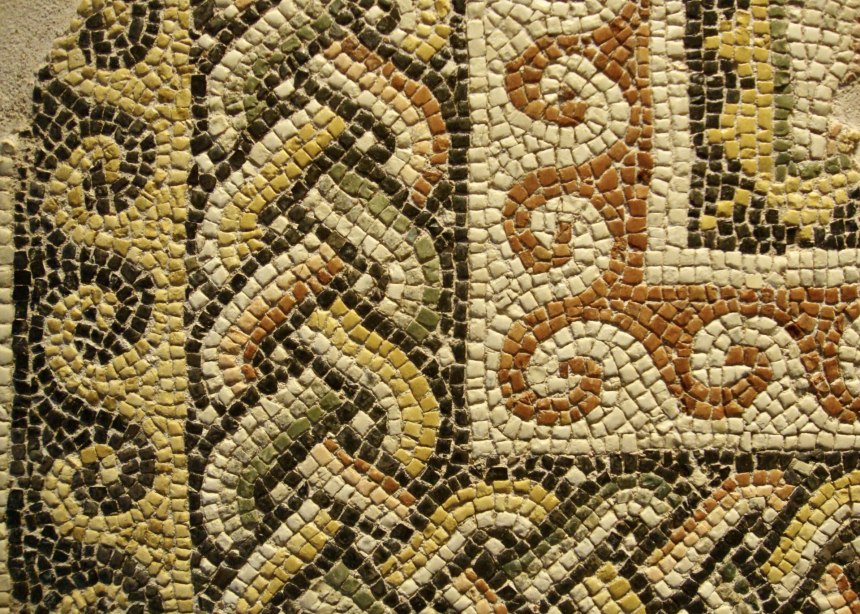 Detail of colored stone mosaic from Gaziantep Museum