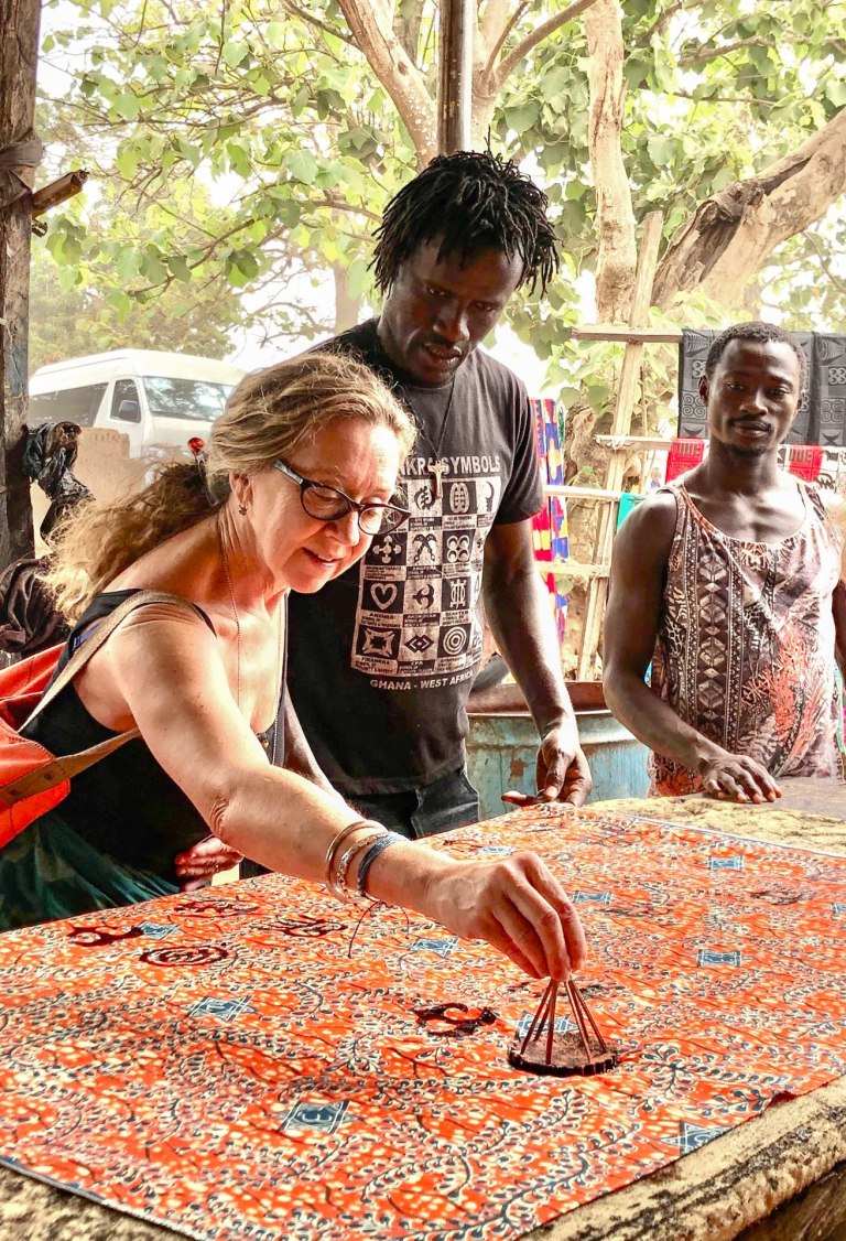 Adinkra cloth printing workshop in Ghana.