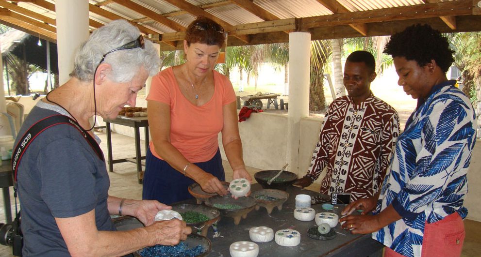 Bead-making with re-cycled glass in GHANA.