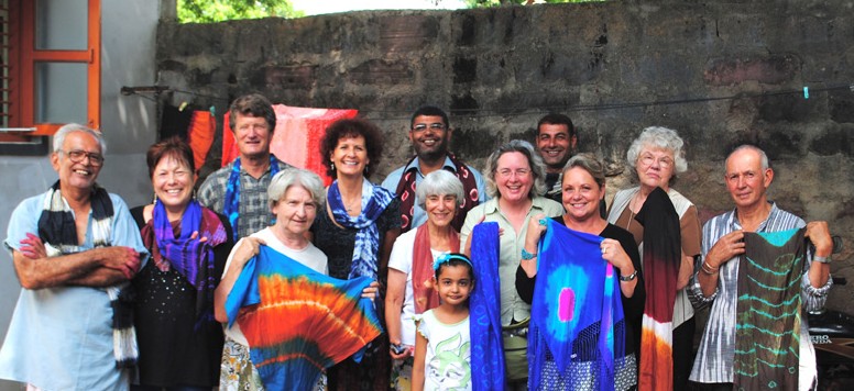 With our beautiful silk scarves we created in Bhuj,INDIA.