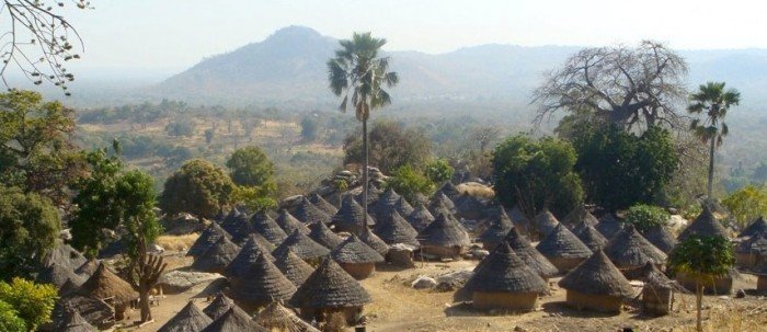 Thatched roofs of houses around Kedougou, Senegal